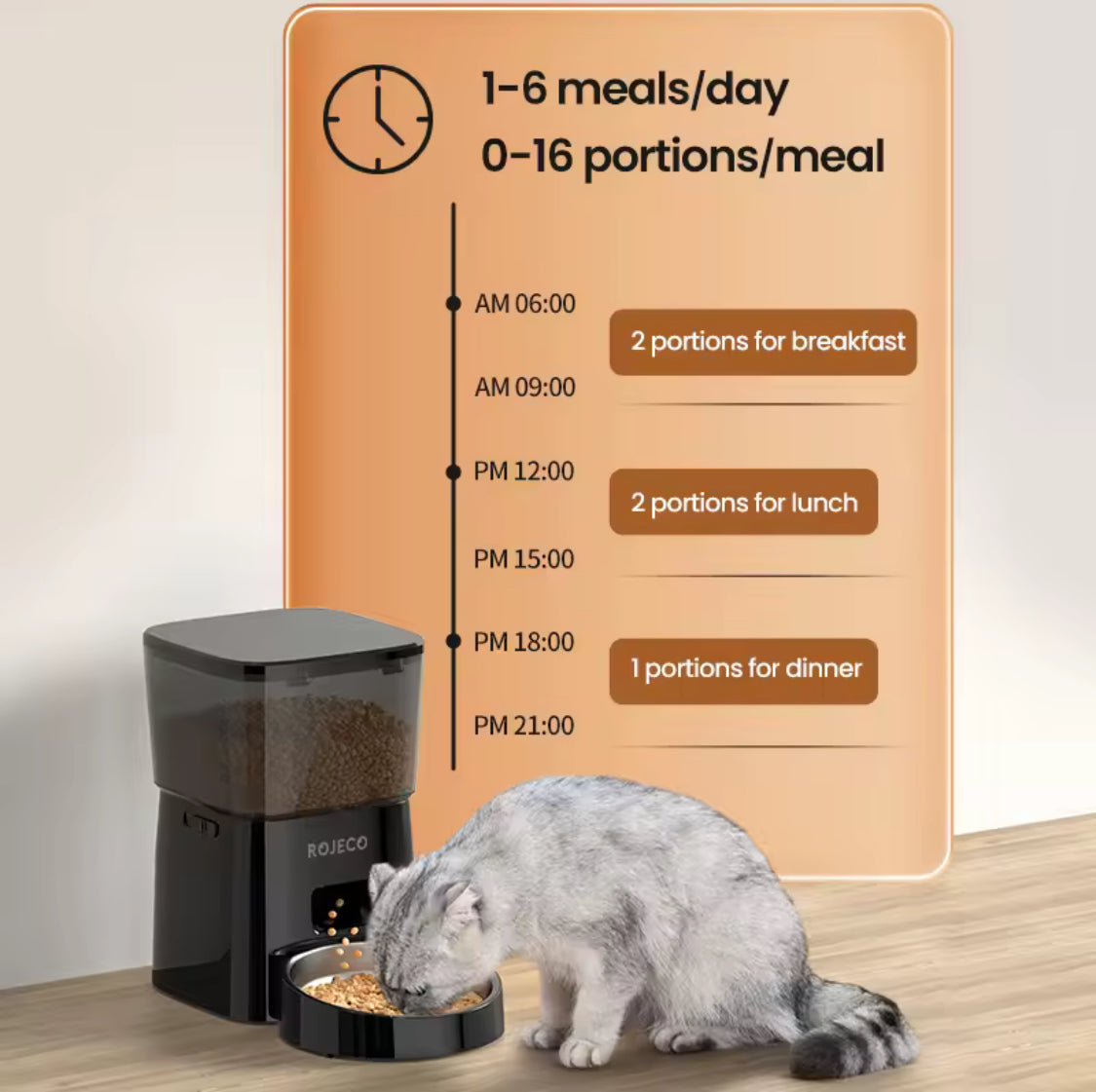 ROJECO Smart Cat & Dog Feeder – Button Version Auto Dispenser