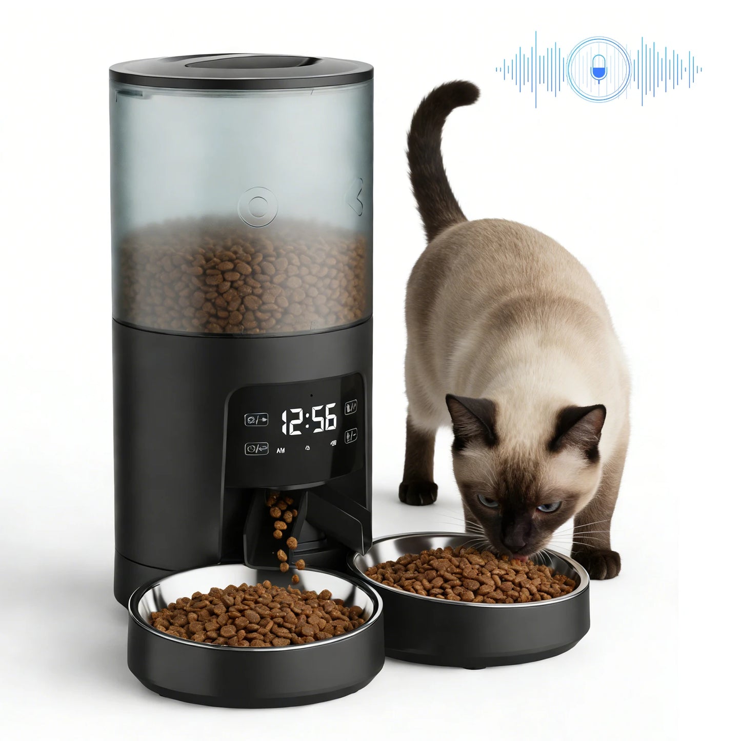 6L Automatic Dual Bowl Pet Feeder Timed Cat & Dog Food Dispenser