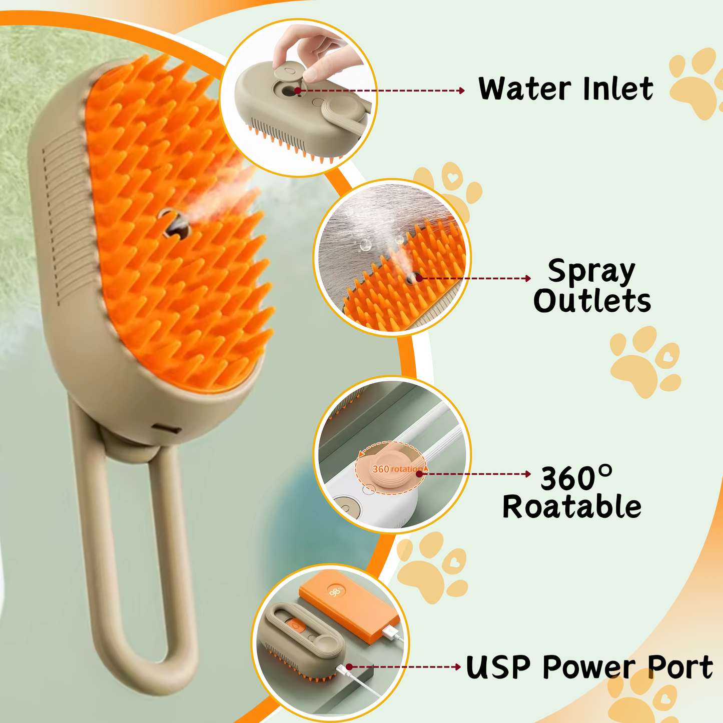 SteamBrush™ 3-in-1 Pet Grooming & Deshedding Spray Brush
