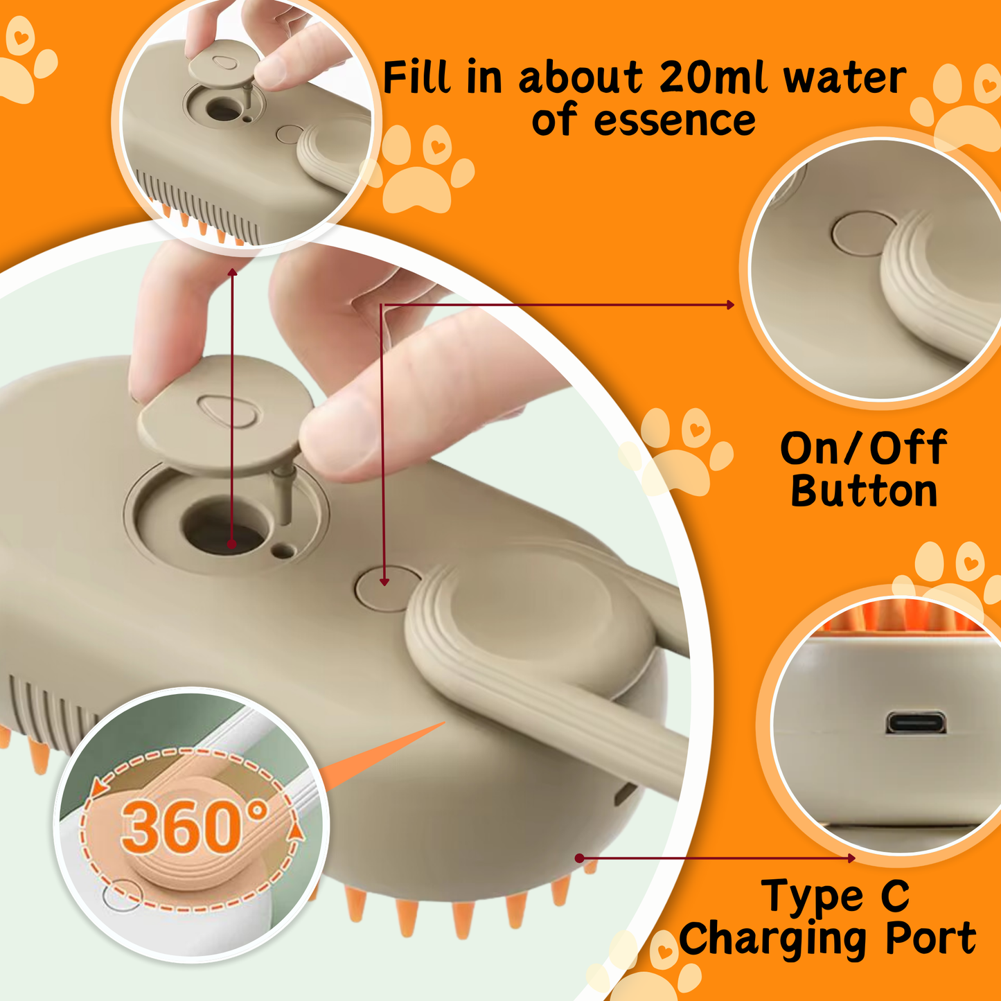SteamBrush™ 3-in-1 Pet Grooming & Deshedding Spray Brush