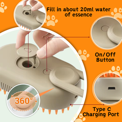 SteamBrush™ 3-in-1 Pet Grooming & Deshedding Spray Brush