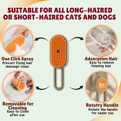 SteamBrush™ 3-in-1 Pet Grooming & Deshedding Spray Brush