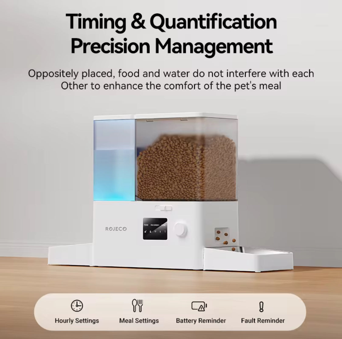 ROJECO 8.5L Smart Pet Feeder & Water Fountain – 2-in-1 WiFi