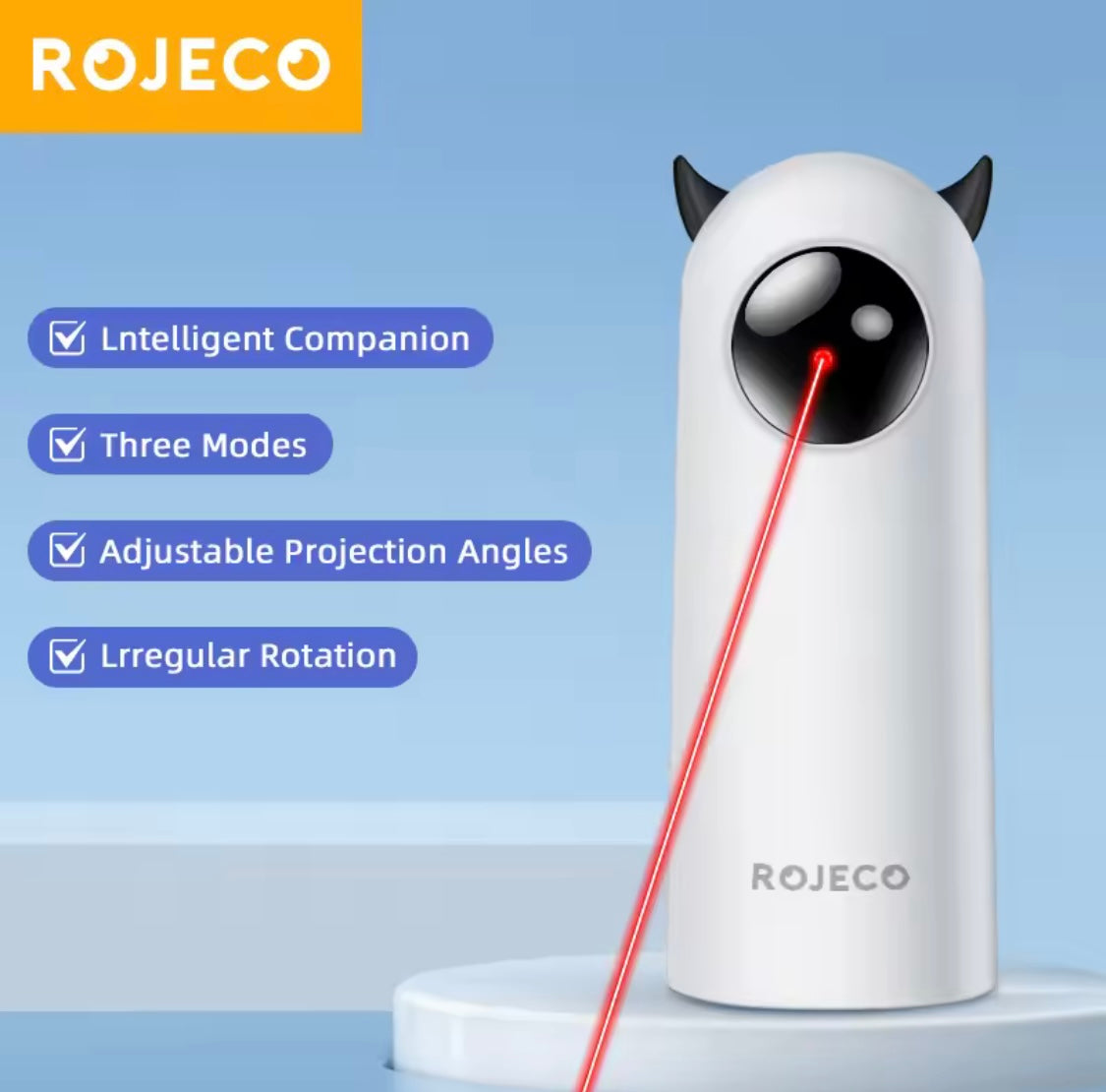 ROJECO Smart LED Cat Laser Toy – Handheld Interactive Teaser