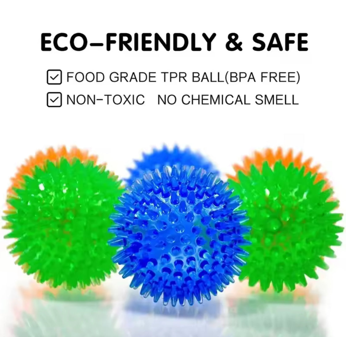 Random Color Squeaky Thorn Ball – Dog & Cat Chew Toy | Teeth Cleaning & Training Ball (TPR Material)