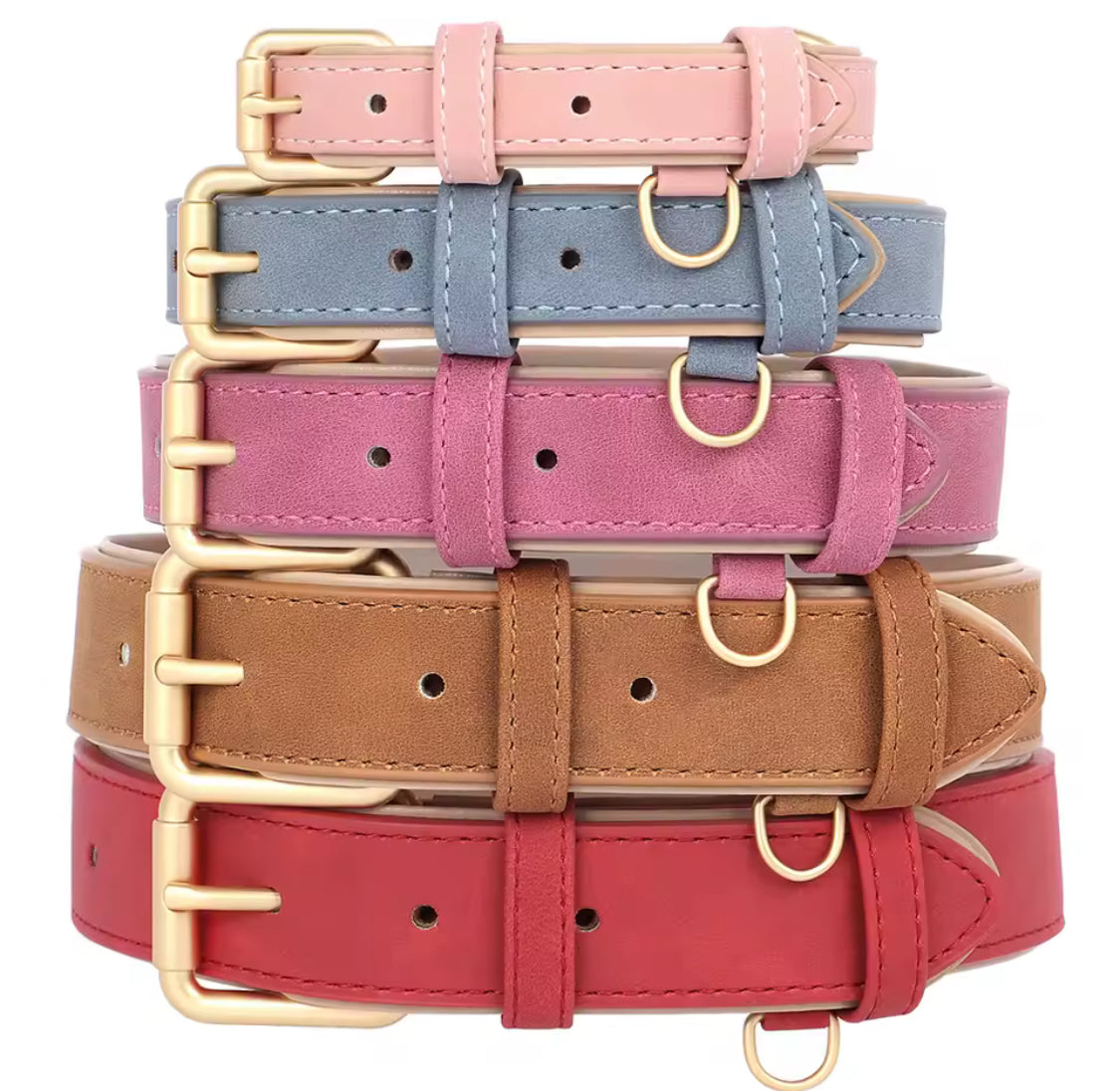 Soft Padded PU Leather Dog Collar & Leash Set for Small Dogs