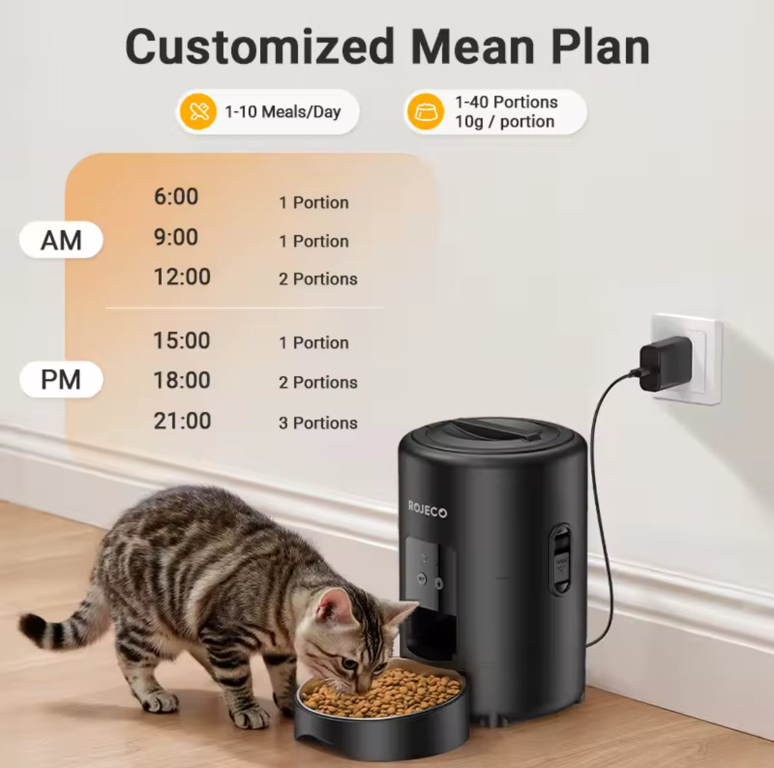 ROJECO Smart Pet Feeder 2L – Automatic Cat & Dog Dispenser