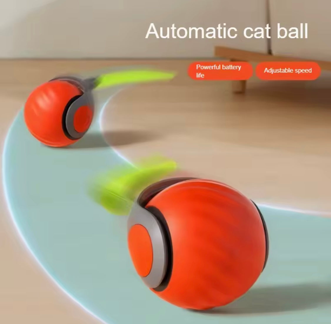Smart Interactive Cat Toy Ball USB Rechargeable Automatic Rolling Ball with Faux Tail for Play & Training
