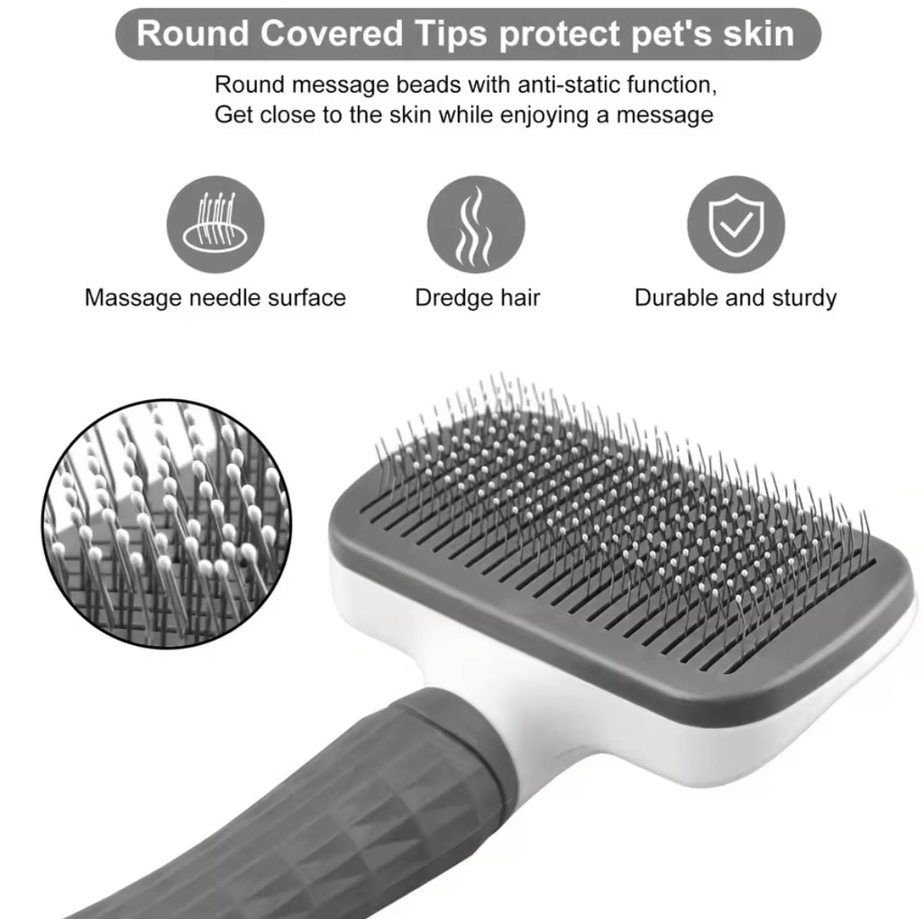 Self-Cleaning Pet Hair Comb – Cat & Dog Grooming Brush