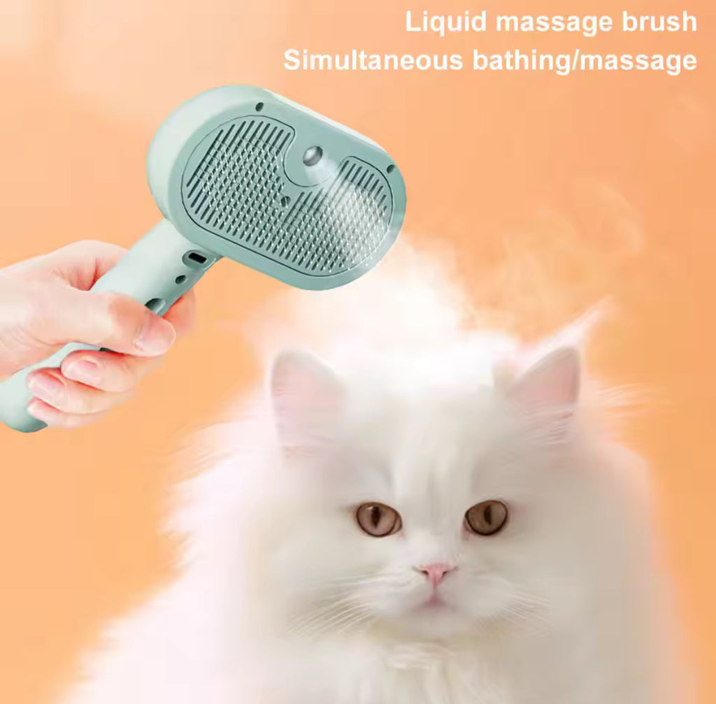 3-in-1 Cat Steam Brush | Pet Hair Grooming & Cleaning Comb