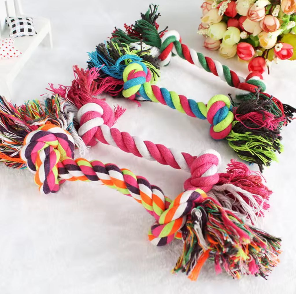 Dog Chew Toy – Bite-Resistant Cotton Rope Knot for Small Dogs & Puppies