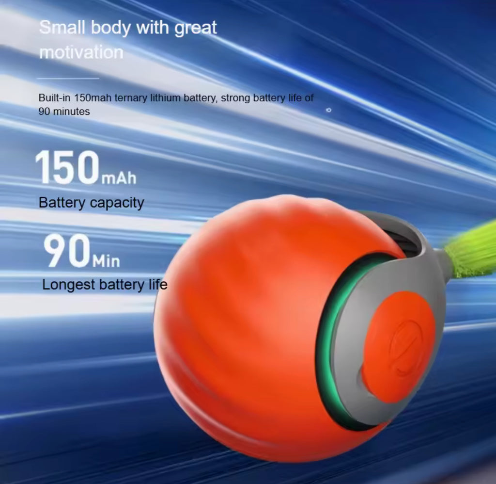 Smart Interactive Cat Toy Ball USB Rechargeable Automatic Rolling Ball with Faux Tail for Play & Training