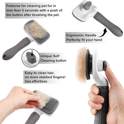 FurEase™ Self-Cleaning Pet Grooming Brush