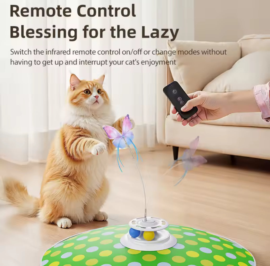 ROJECO Smart Cat Toy – Hide & Seek Feather & Butterfly