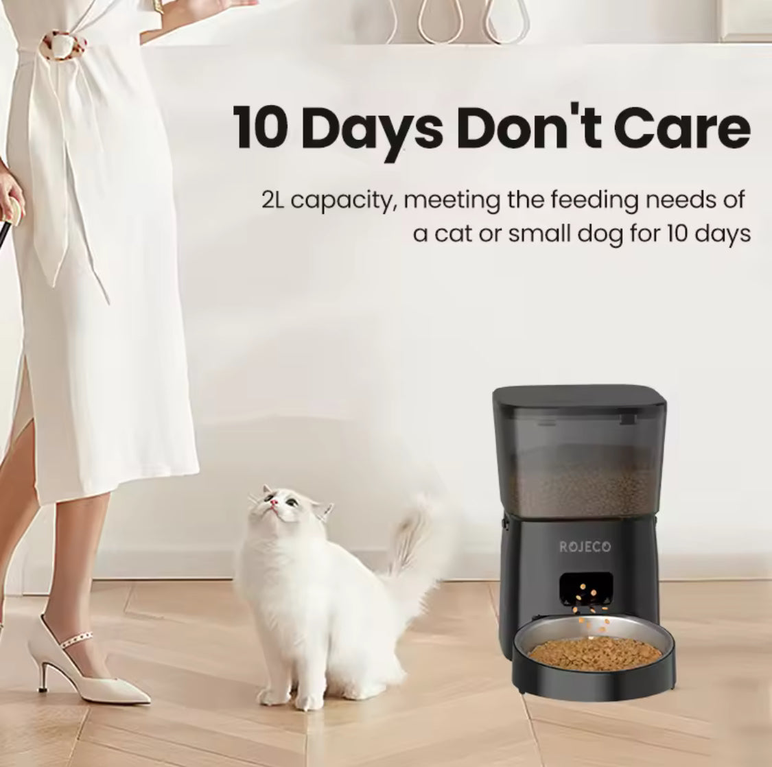 ROJECO Smart Cat & Dog Feeder – Button Version Auto Dispenser