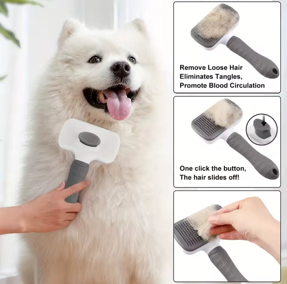 Self-Cleaning Pet Hair Comb – Cat & Dog Grooming Brush