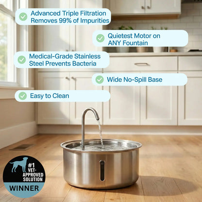 FreshFlow Stainless Steel Cat Water Fountain