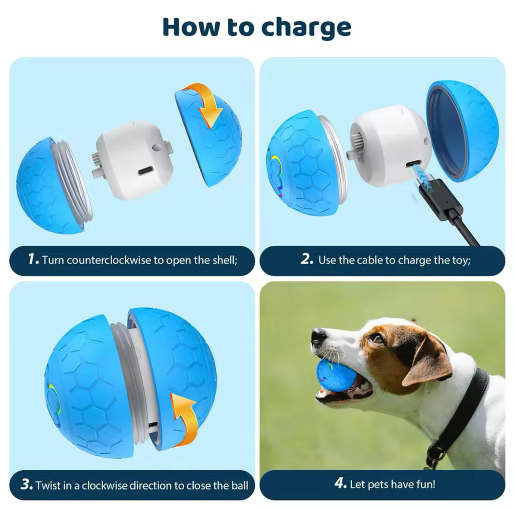 Smart Dog Toy Ball Electronic Interactive USB Rolling & Bouncing Pet Toy