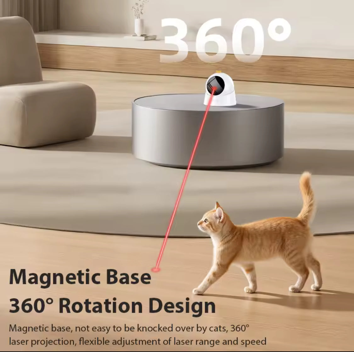 ROJECO Smart Cat Laser Toy – Interactive Automatic Teaser