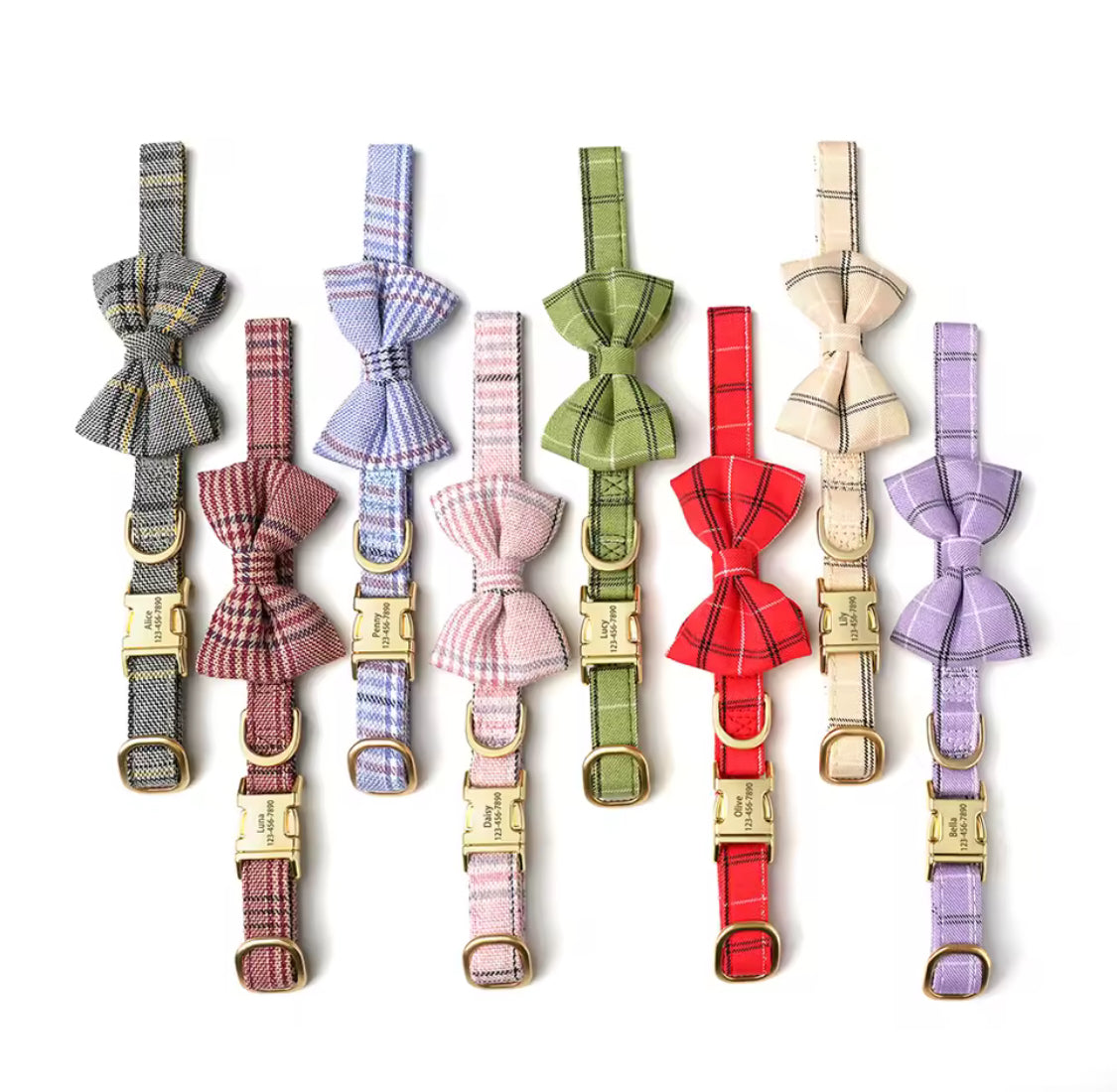 Personalized Dog Collar with Bowtie | Custom Engraved Pet Collar