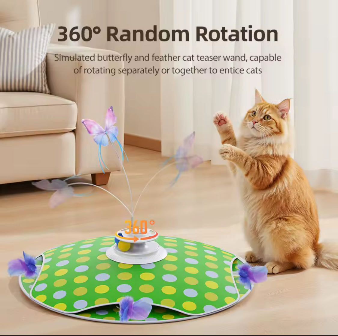 ROJECO Smart Cat Toy – Hide & Seek Feather & Butterfly
