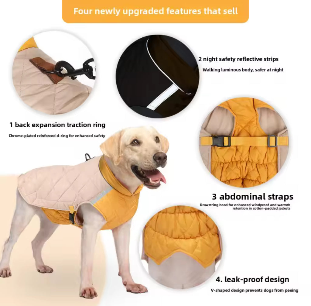 Winter Reflective Dog Coat Warm Thick Cotton Jacket for Pets