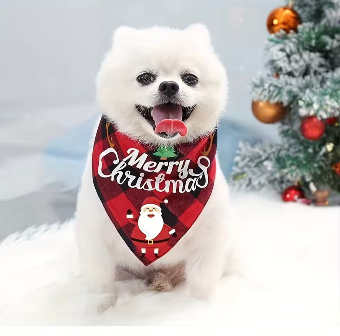 Christmas Dog Bandana Santa Snowman Adjustable Holiday Pet Scarf