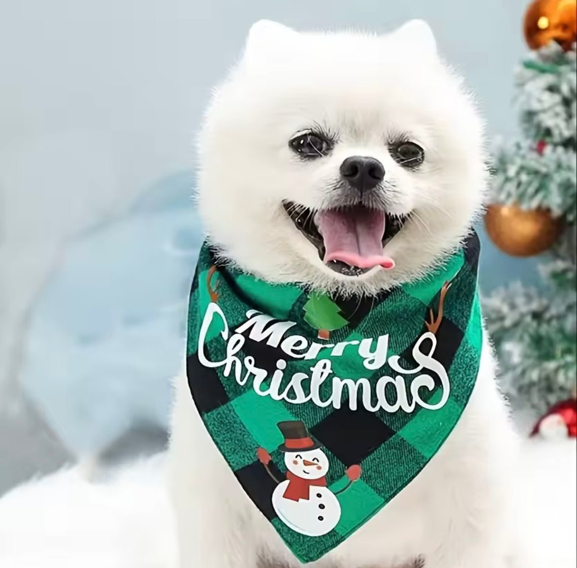 Christmas Dog Bandana Santa Snowman Adjustable Holiday Pet Scarf