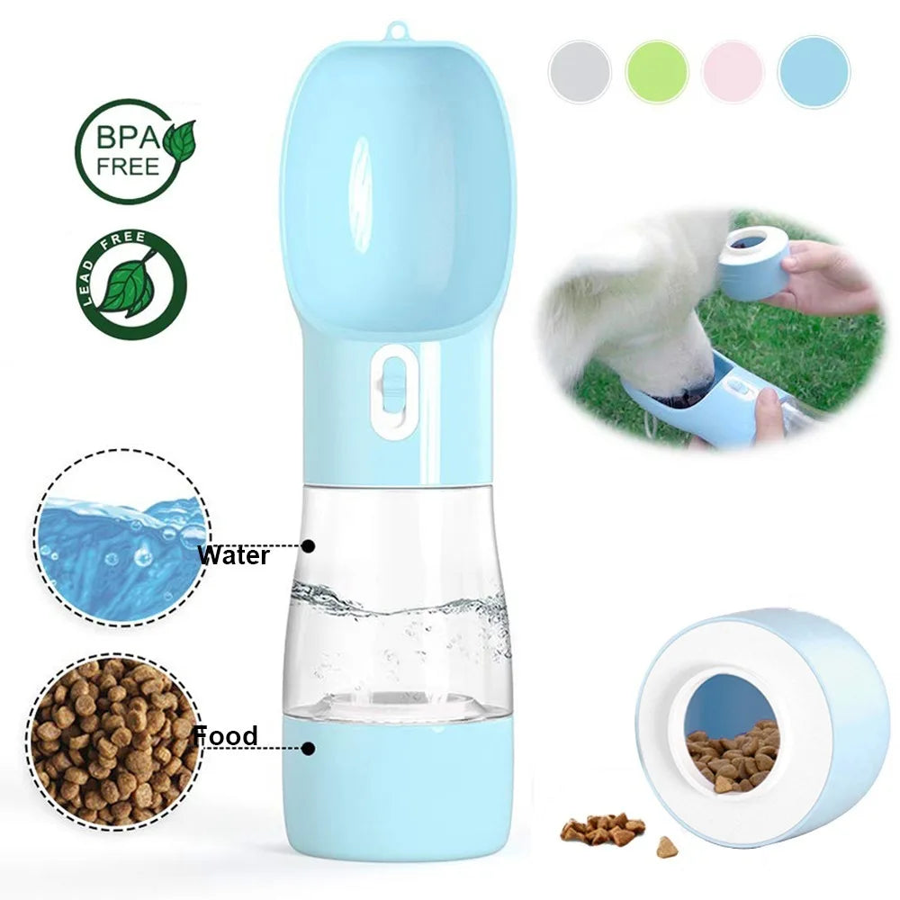Portable Pet Water Bottle & Feeder Bowl for Dogs & Cats