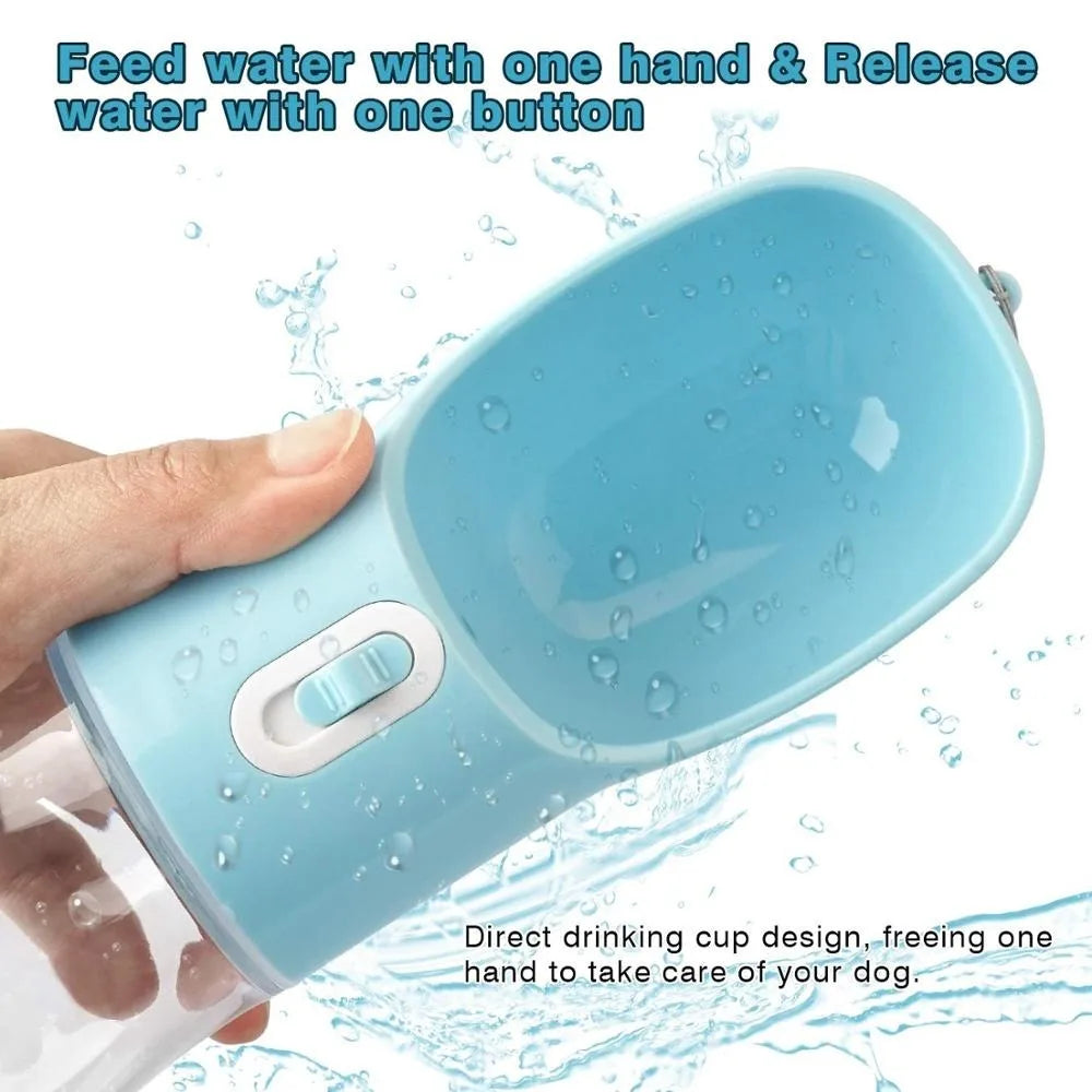 Portable Pet Water Bottle & Feeder Bowl for Dogs & Cats