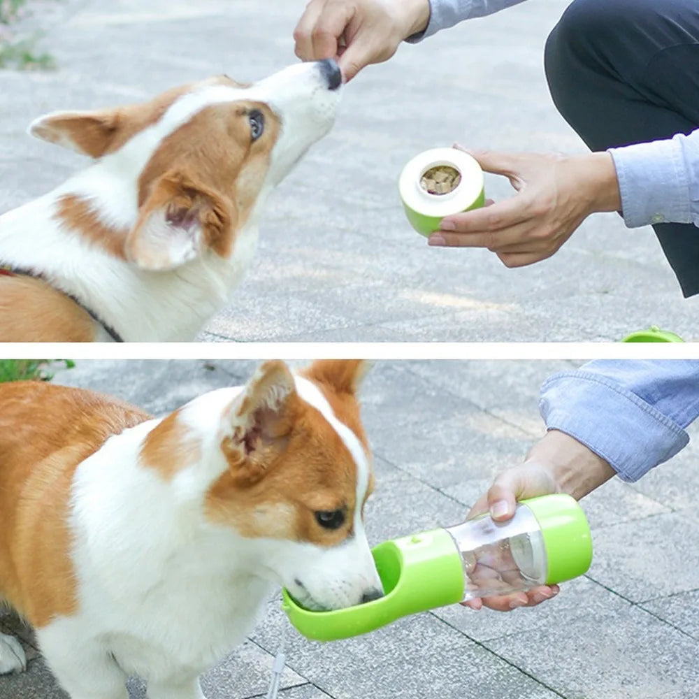 Portable Pet Water Bottle & Feeder Bowl for Dogs & Cats
