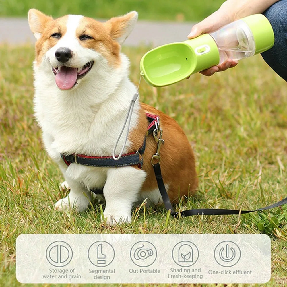 Portable Pet Water Bottle & Feeder Bowl for Dogs & Cats