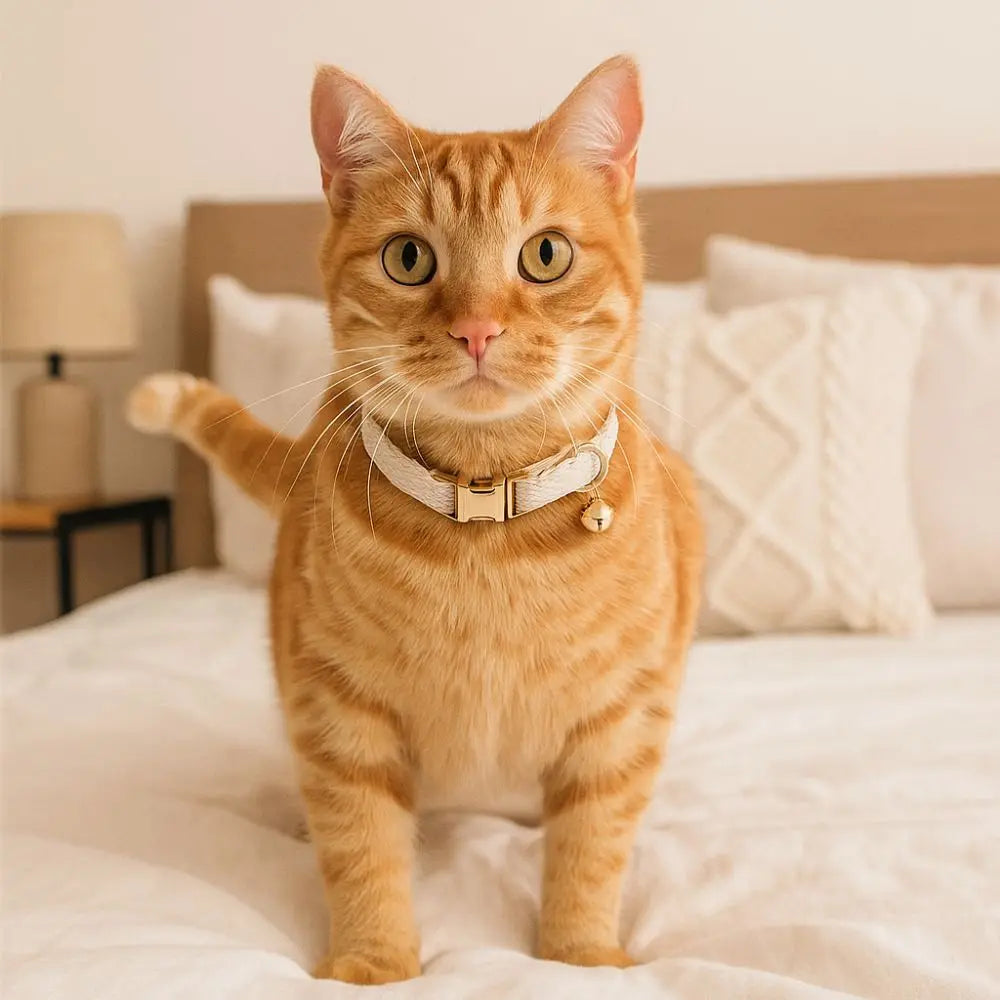 Adjustable Cat & Dog Collar with Bell Personalized Pet Necklace