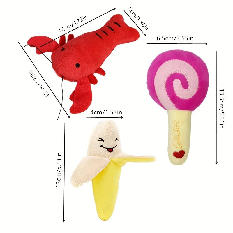 10-Piece Puppy Plush Toy Set Chew & Squeaky Fruit Toys