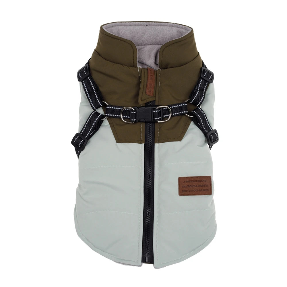 Waterproof Dog Jacket with Harness Warm Winter Pet Coat