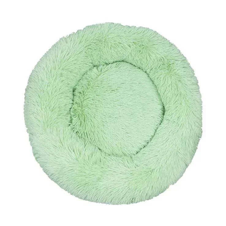 Round Plush Donut Dog Bed  Calming Sofa Bed for Cats & Dogs