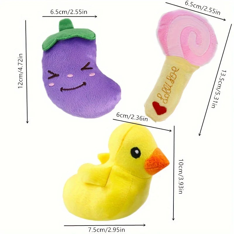 10-Piece Puppy Plush Toy Set Chew & Squeaky Fruit Toys