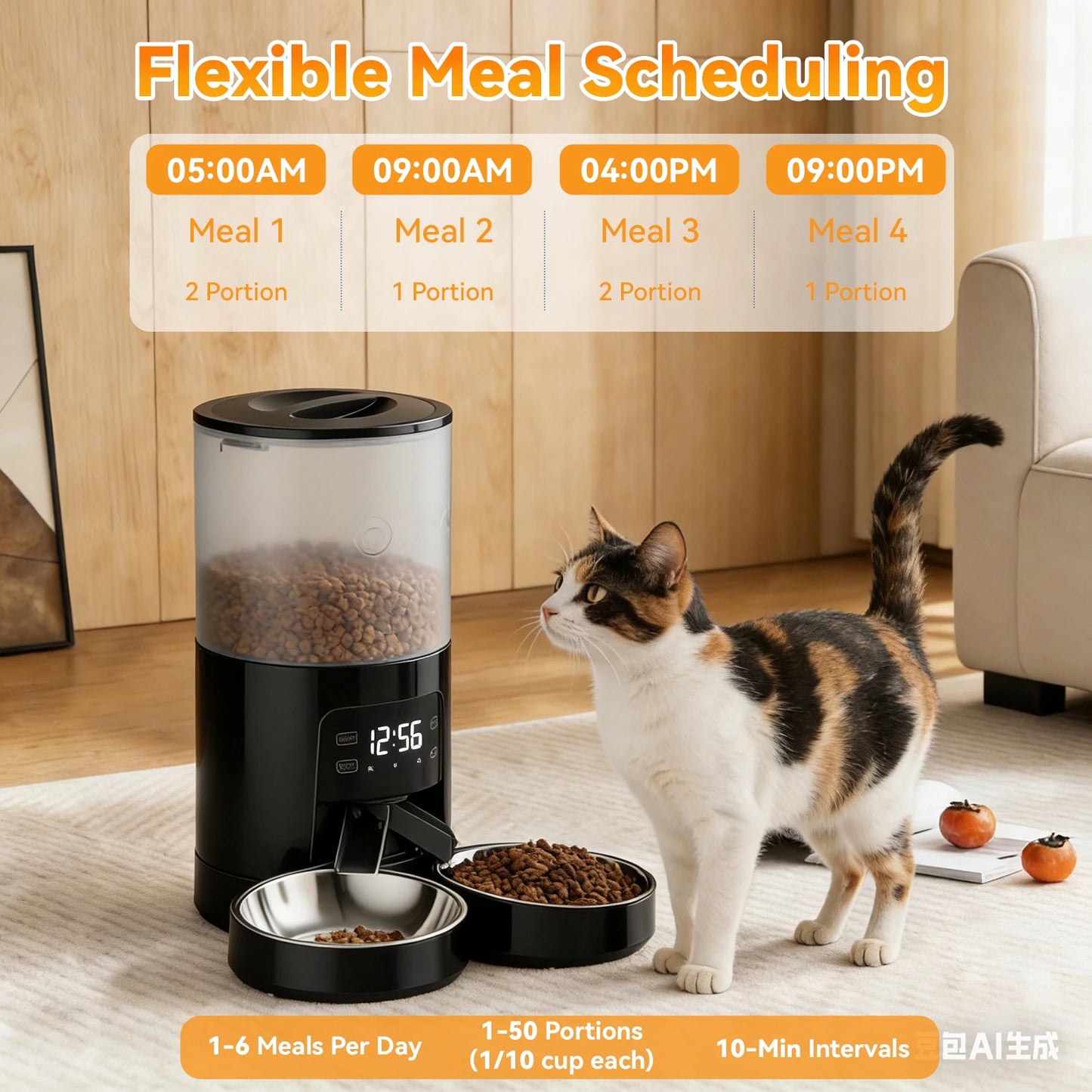 6L Automatic Dual Bowl Pet Feeder Timed Cat & Dog Food Dispenser