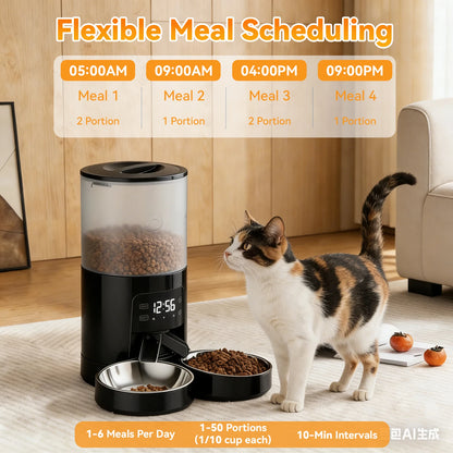 6L Automatic Dual Bowl Pet Feeder Timed Cat & Dog Food Dispenser