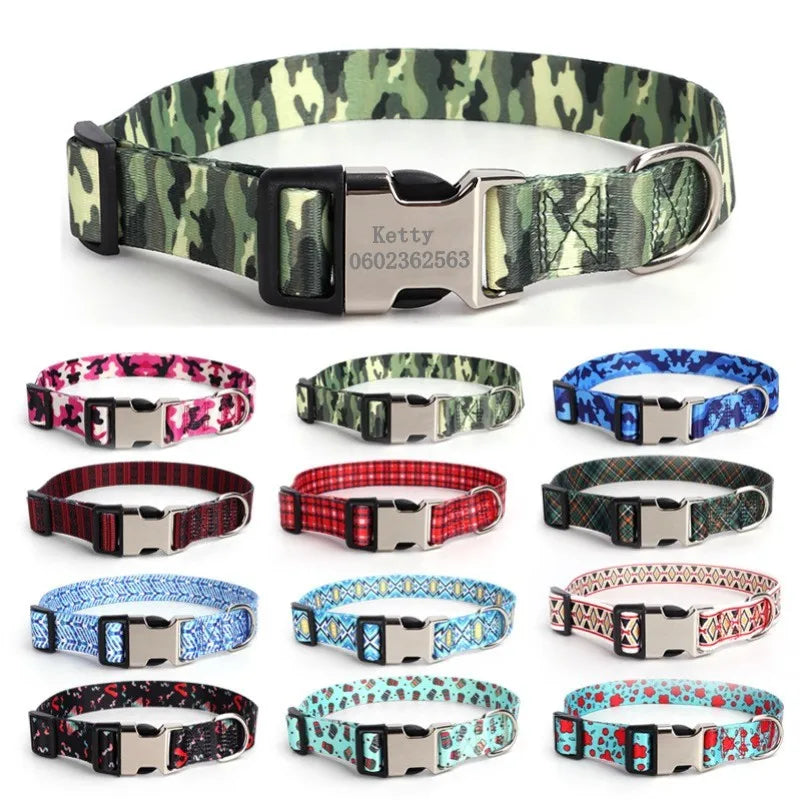 Personalized Nylon Dog Collar with Free Engraved ID Tag