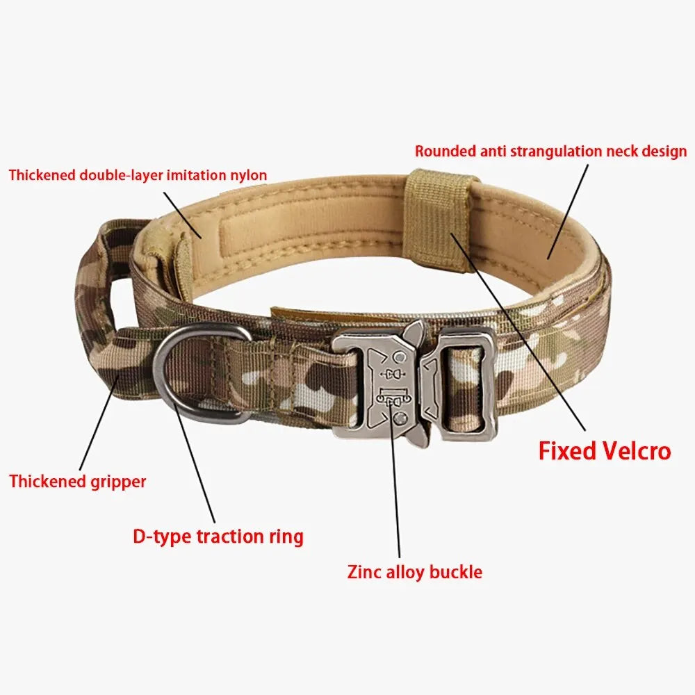 Tactical Nylon Dog Collar Metal Buckle for Medium & Large Dogs