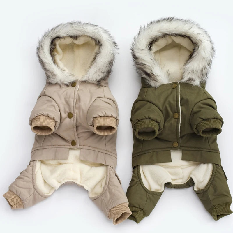 Warm Fleece Puppy Hoodie Winter Jumpsuit for Small Dogs