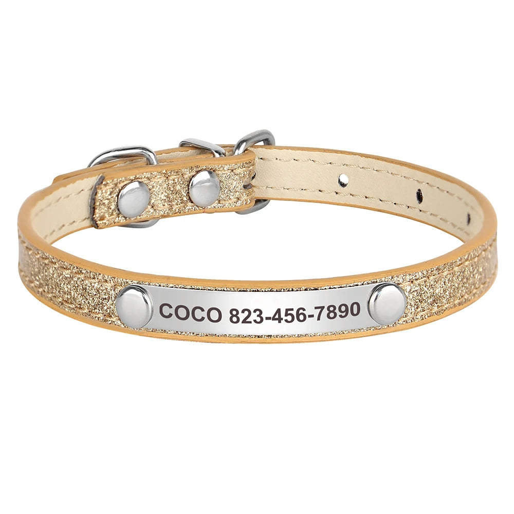 Personalized Cat & Dog Collar  Custom Leather ID Necklace