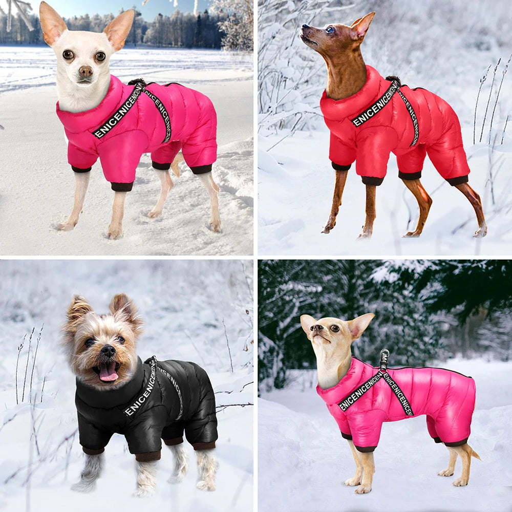 Waterproof Winter Dog Jacket with Harness Warm Pet Coat