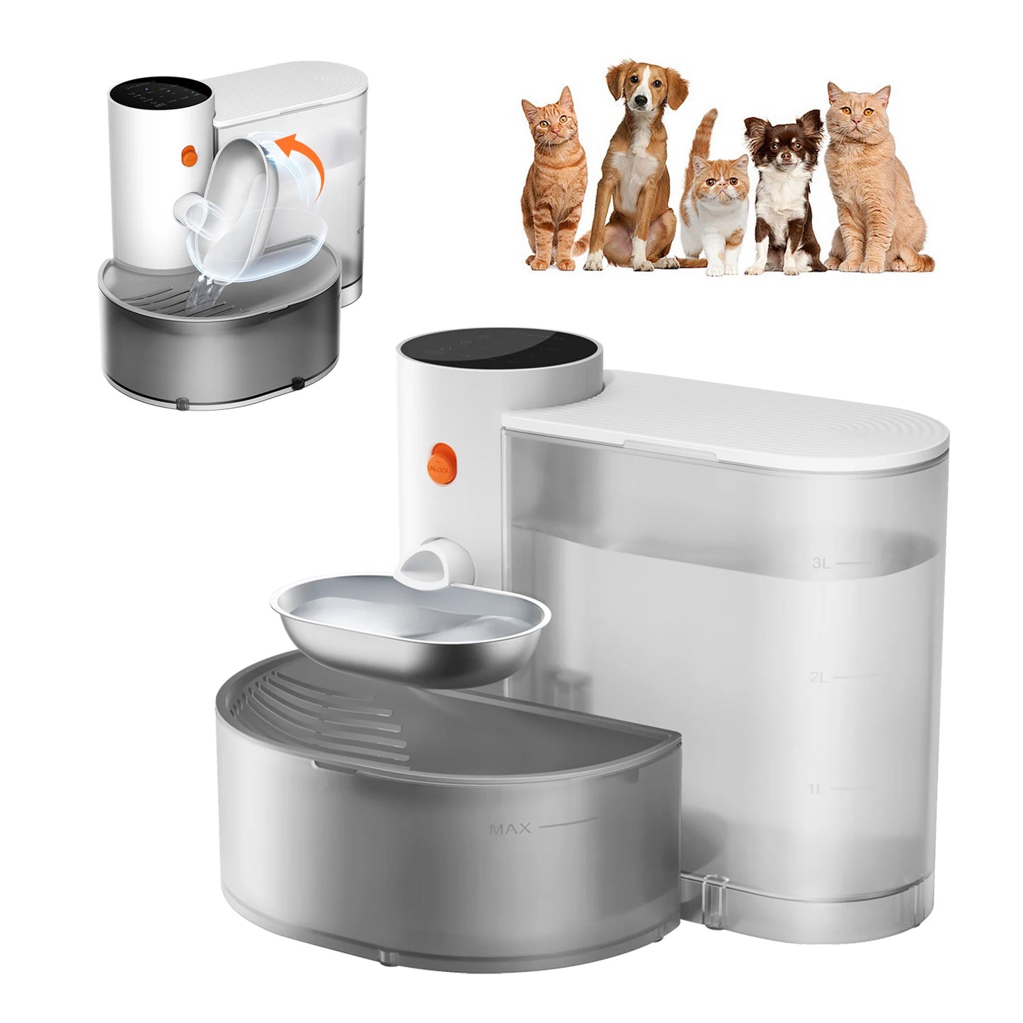 Premium Smart Dual-Tank Pet Water Fountain Filter-Free, Wireless & Stainless Steel