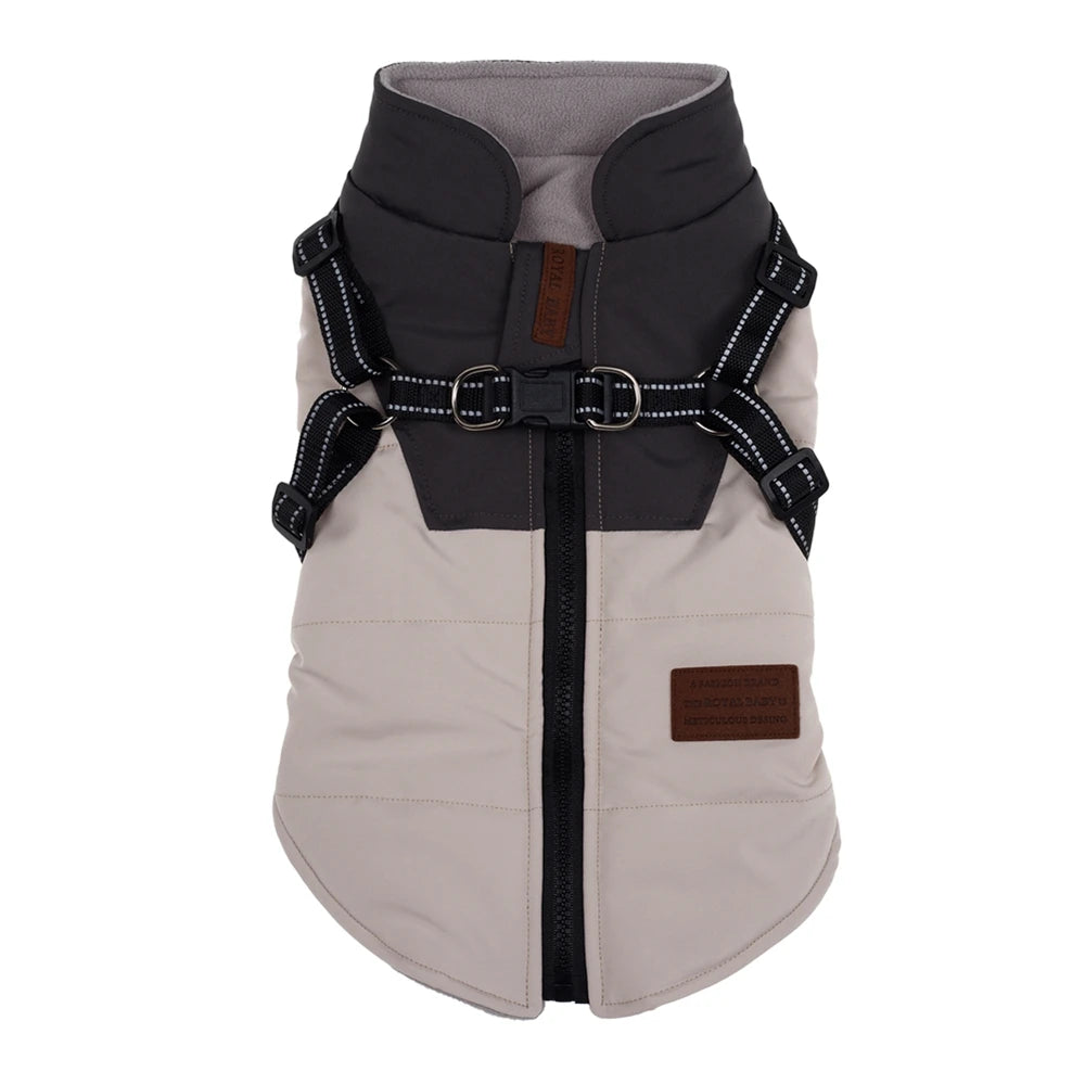 Waterproof Dog Jacket with Harness Warm Winter Pet Coat