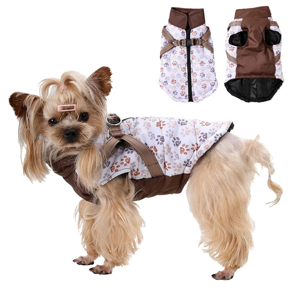 Warm Pet Jacket with Harness Windproof Dog Coat for Winter