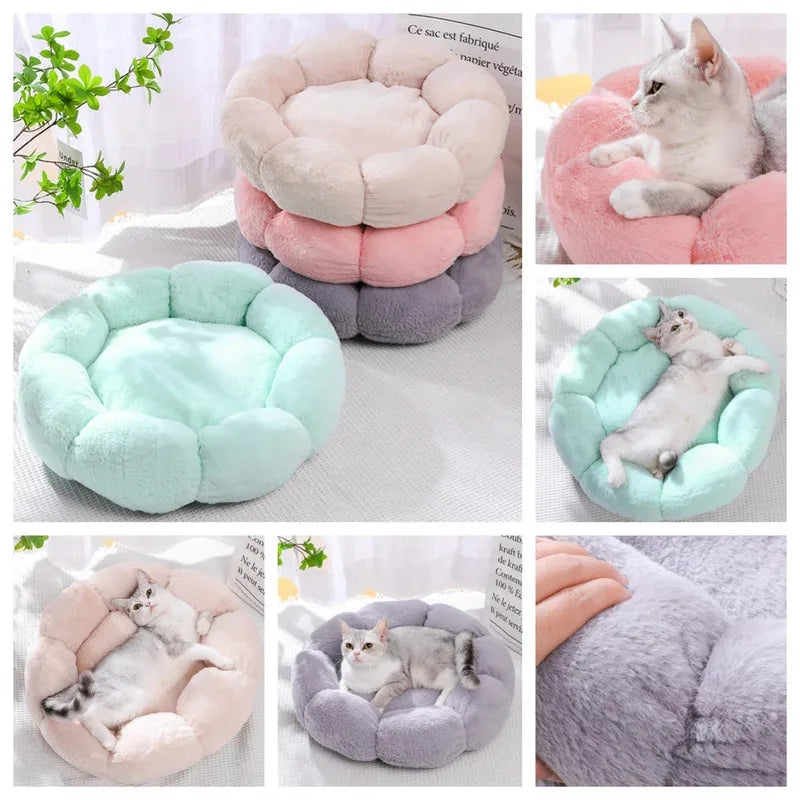 Flower-Shaped Pet Bed Ultra Soft Round Cat & Dog Cushion