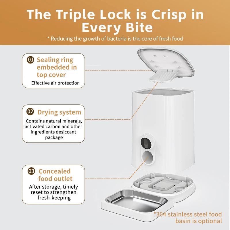 5L Automatic Pet Feeder with WiFi, APP & AI Voice for Cats & Dogs