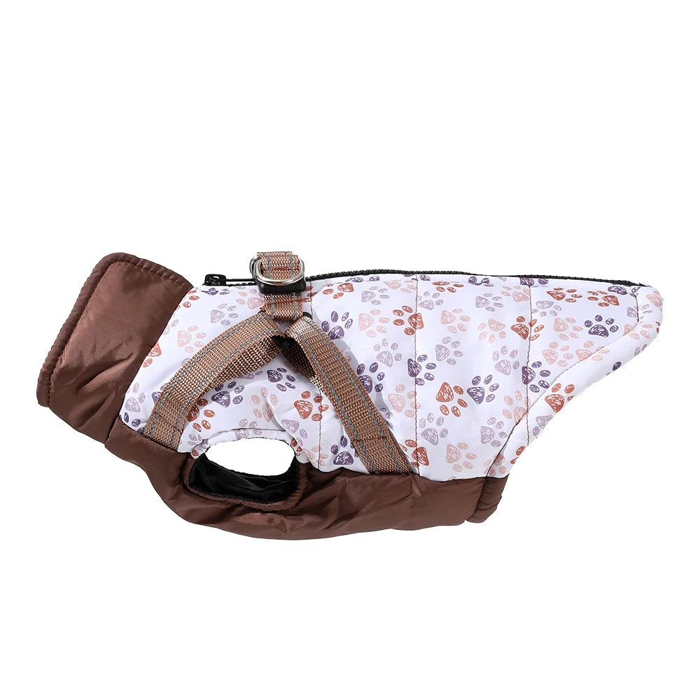 Warm Pet Jacket with Harness Windproof Dog Coat for Winter